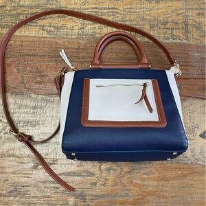 Madison West hand Bag Navy Blue and white nautical coastal